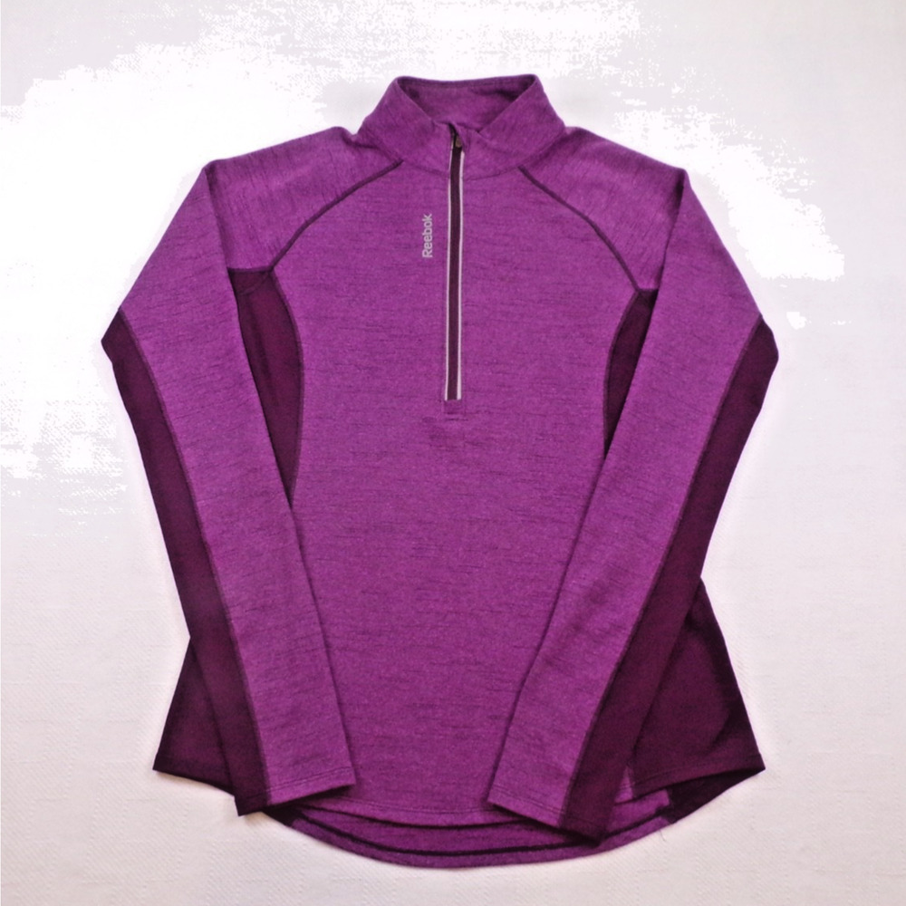 Reebok Speedwick Women’s M Purple 1/4 Zip Running Top Heathered Pullover Sporty